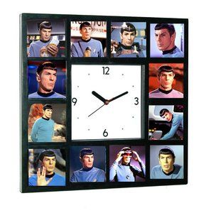 Star Trek Faces of Spock Photo Clock. Big 10.5"